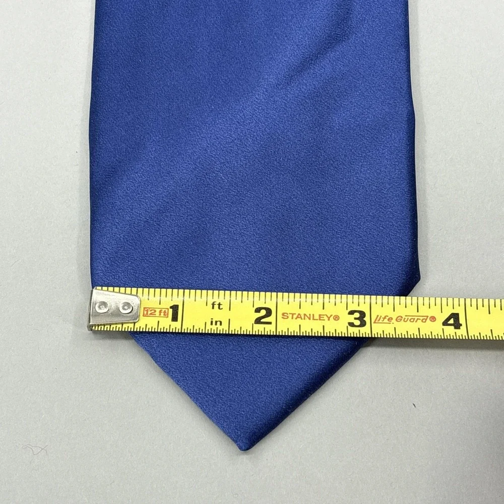 Brioni Silk Tie Pocket Square Set Blue Solid Handmade Italy Satin Luxury Classic